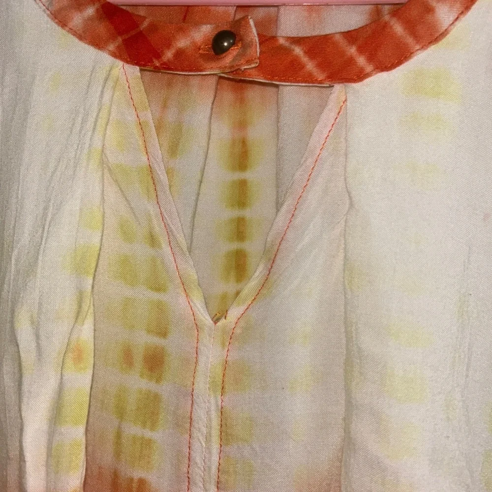 Women’s Sz 8 Tunic Sleeveless Top Or Short Sundress Tye dye Orange White Yellow - Picture 5 of 6
